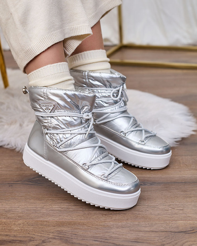 Royalfashion Women's silver Vevnose slip-on boots a'la snow boots