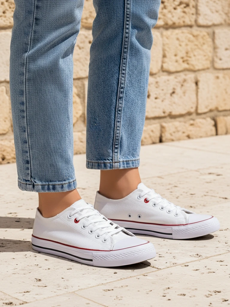 Aurelia Bianca - Klasic white dem trampa for woman wey get flat podeshon