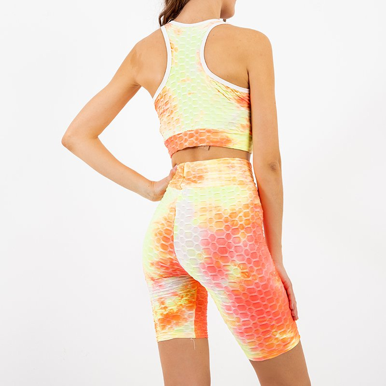 Oranžs sieviešu 2 gabalu kaklasaišu krāsošanas sporta komplekts - Apģērbs