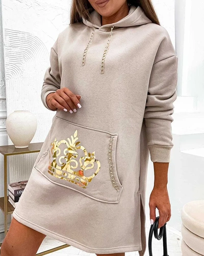 Royalfashion Women's Cotton Mini Dress Hoodie Style