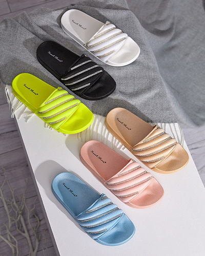 Gaiši rozā sieviešu čības ar kubisko cirkoniju Erikis - Apavi