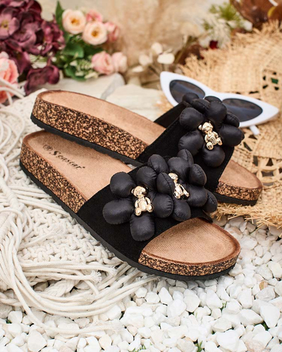 Royalfashion Sieviešu čības ar zelta lācīšiem un ziediem Isaralle