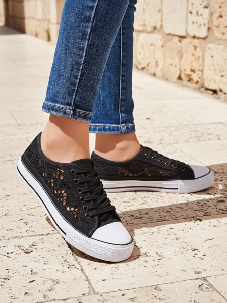 Calista Nero women's lace sneakers, breathable – Summer/Spring collection