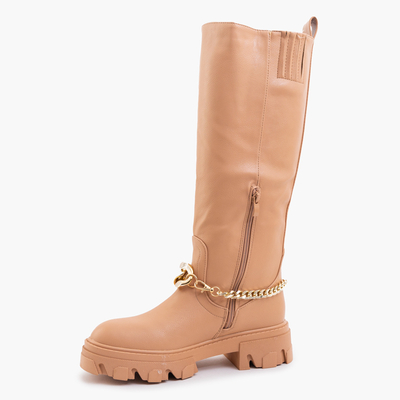 Sieviešu brūni zābaki ar ķēdīti Sudzi- Shoes