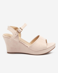 OUTLET Beige women's wedge sandals Nalem - Footwear