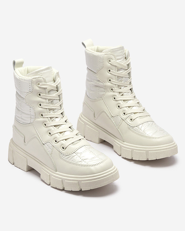 Calista Obuwie Damskie Modne Plaski Botki Kremowe