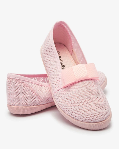 Girls' bow sneakers in light pink Lolisa - Footwear