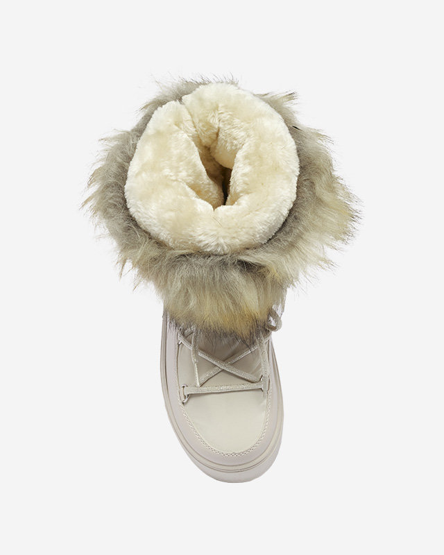 Bēšas krāsas sieviešu sniega zābaki ar kažokādu Lilitsa- Footwear