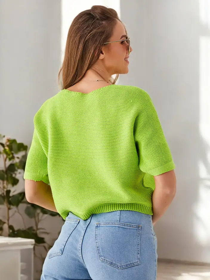 Royalfashion Sieviešu kokvilnas īsais džemperis ar tauriņiem