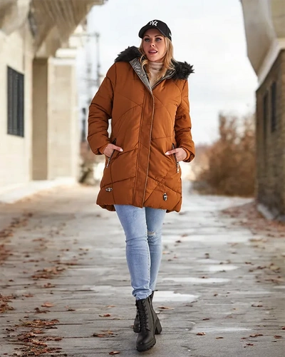 Royalfashion Brown women's winter jacket