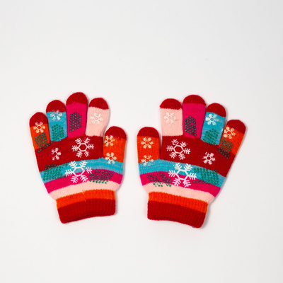 Girls' red gloves with glitter and snowflake - Accessories