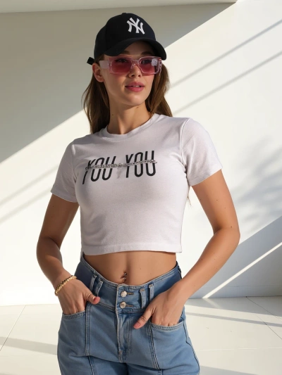 Royalfashion Women's Cotton Crop Top with the Inscription