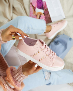 Pink women's sneakers with Cyris studs - Footwear