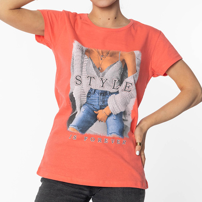 Women's Coral Print T-Shirt - Clothing