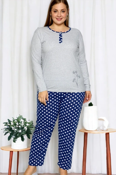 Royalfashion Women's Cotton 2-Piece Polka Dot Pajamas PLUS SIZE