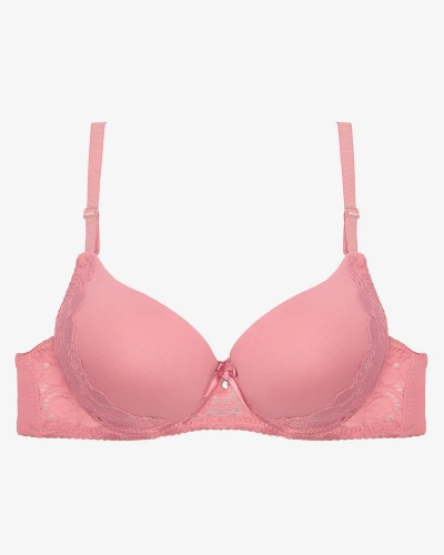 Smooth women's lace bra in dark pink - Lingerie