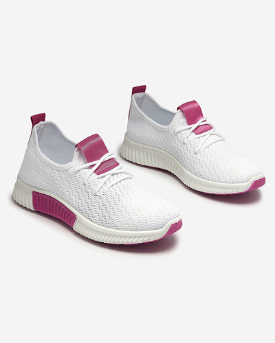 White women's sports shoes with fuchsia inserts Kedeti - Footwear