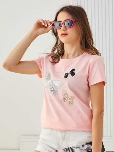 Royalfashion Women's cotton blouse with butterflies