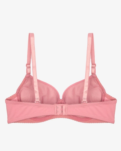 Smooth women's lace bra in dark pink - Lingerie