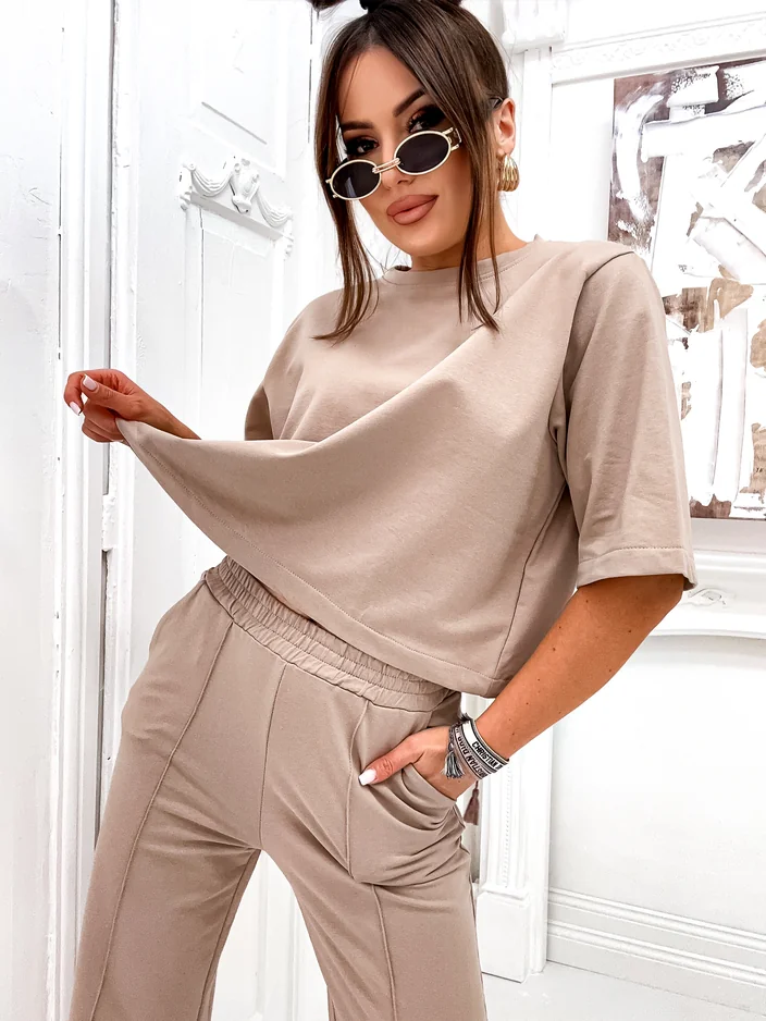 Royalfashion Women's cotton set with flared pants