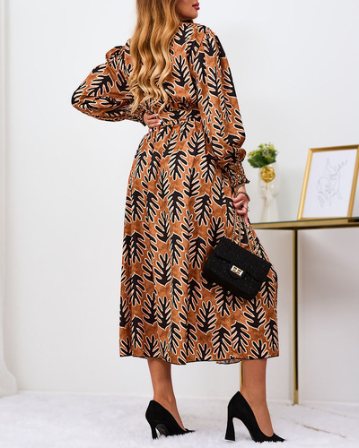 Royalfashion Camel patterned women's maxi dress