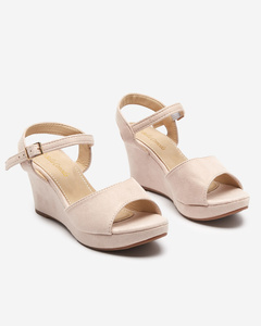 OUTLET Beige women's wedge sandals Nalem - Footwear