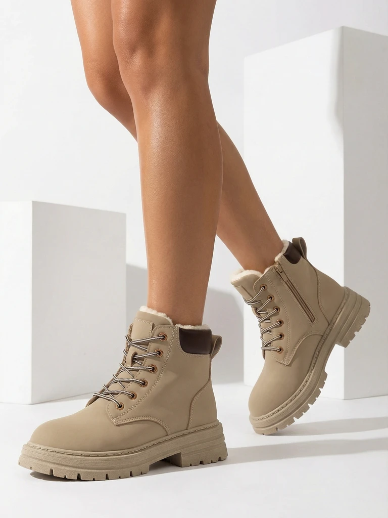 Royalfashion Серо-коричневые женские утепленные сапоги-трапперы Radoras