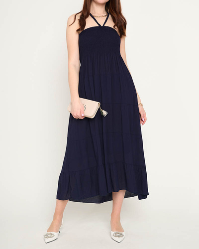 Navy midi dress PLUS SIZE - Clothing