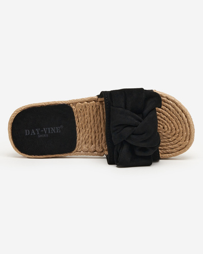 Black women's slippers with a bow Terina - Footwear