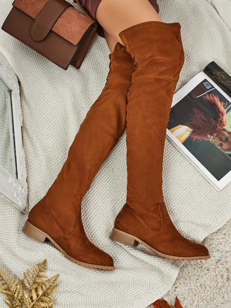 Ženske čizme iznad koljena od eko antilopa Denvoria