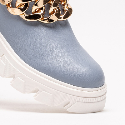 Blue women's boots with chain Tenkay - Footwear