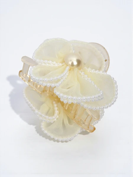 Royalfashion Hair Clip with Pearls and Tulle Flower