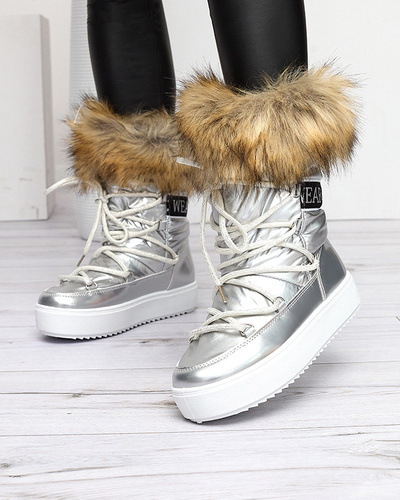 Women's silver lacquered snow boots Fursav - Footwear