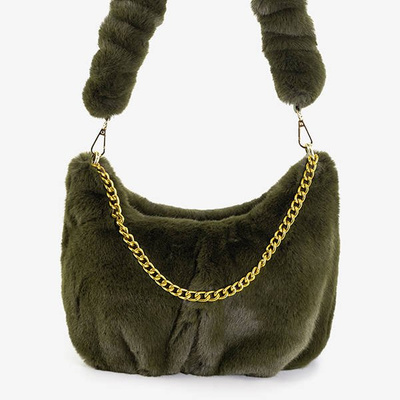 Dark green fur handbag for women - Accessories