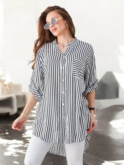 Royalfashion Women's long striped viscose shirt