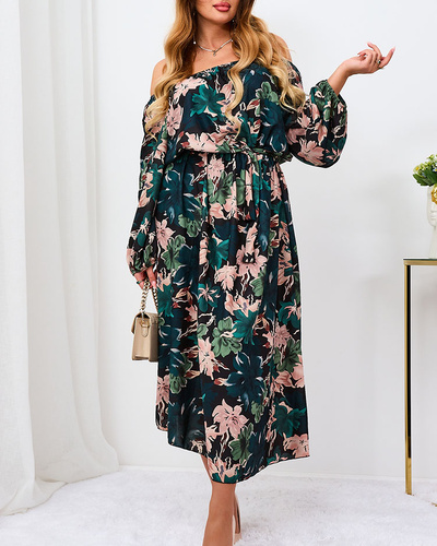 Royalfashion Black and green floral maxi dress for women