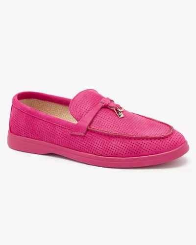 Women's openwork moccasins with gold embellishment in fuchsia Sulewia- Footwear