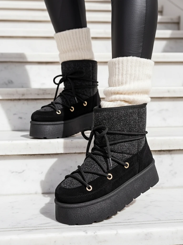 Royalfashion Women's lace-up Filori snow boots