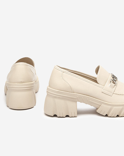 Beige women's shoes on a massive Terima sole - Footwear