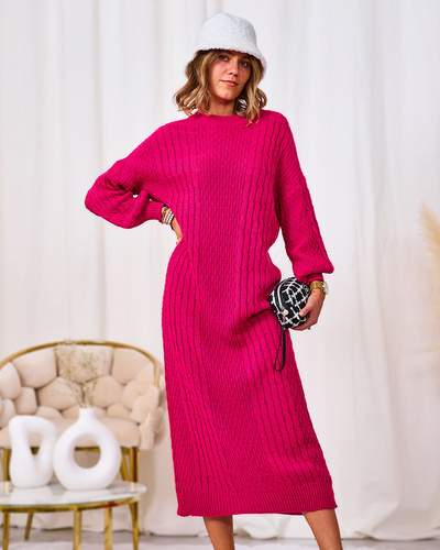 Royalfashion Fuchsia women's long sweater dress