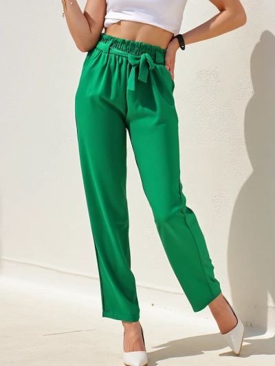 Royalfashion Simple women's fabric trousers with a belt