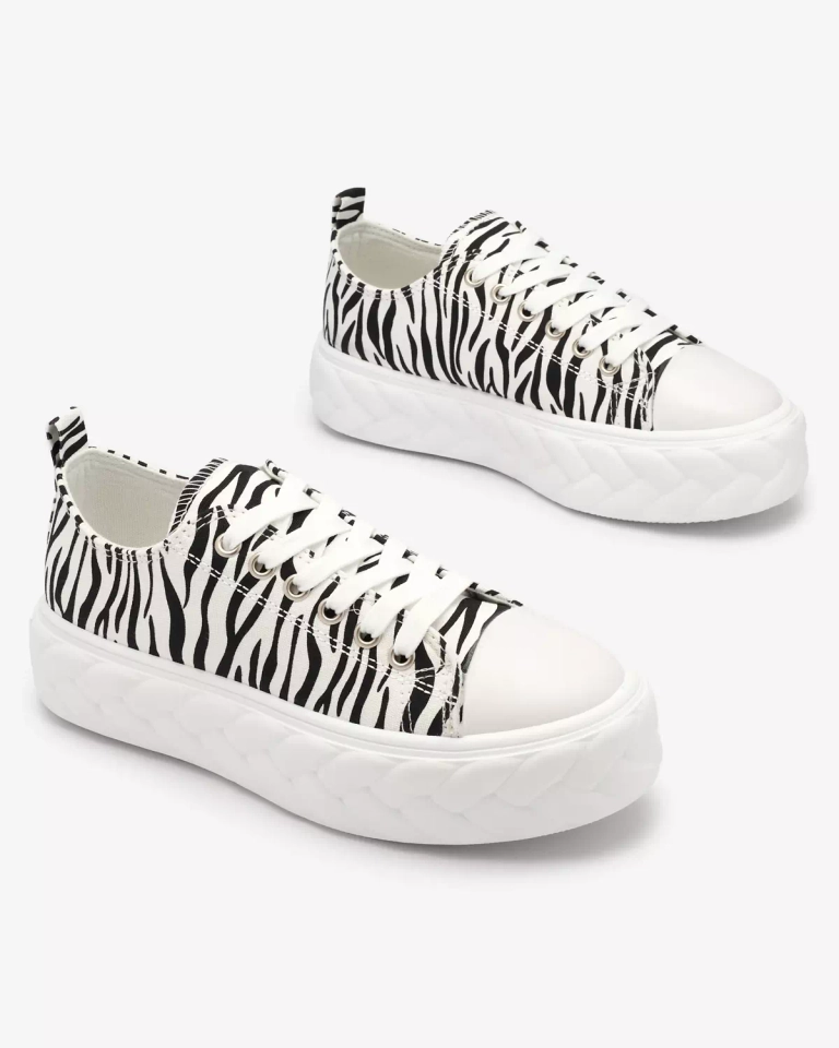 Royalfashion Black and white women's platform sneakers Atredika