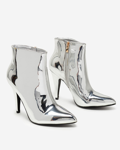 Silver lacquered stiletto boots Macalli- Footwear