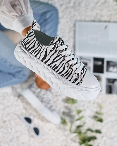 Royalfashion Black and white women's platform sneakers Atredika