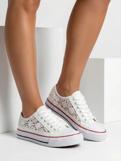 Aurelia Bianco - Royalfashion white fabric perforated sneakers, size 40