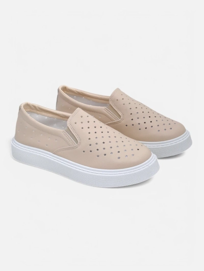 Women's Callista Beige Platform Slip-ons made of Ecological Leather
