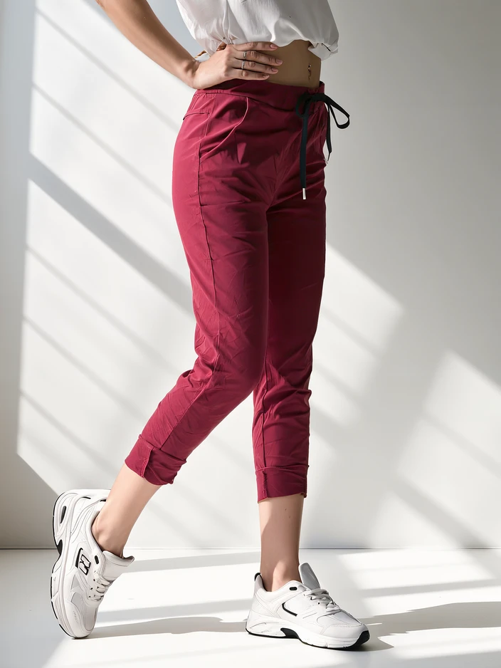 Royalfashion Women's viscose skinny pants with a tie at the waist
