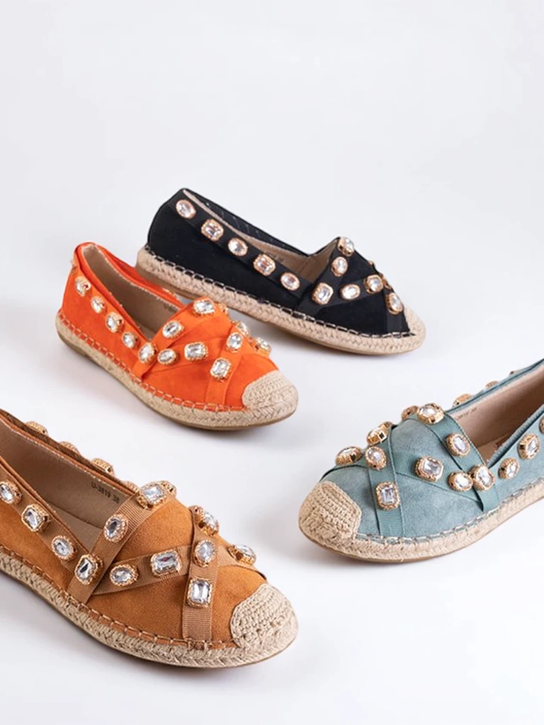 Black women's espadrilles with Wamba crystals - Footwear