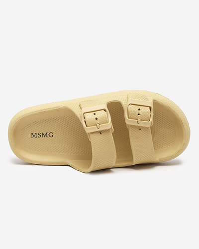 Women's flip-flops with buckles Eckos in khaki - Footwear