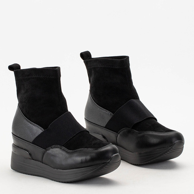 Black women's slip-on boots with embossing Keleda - Footwear